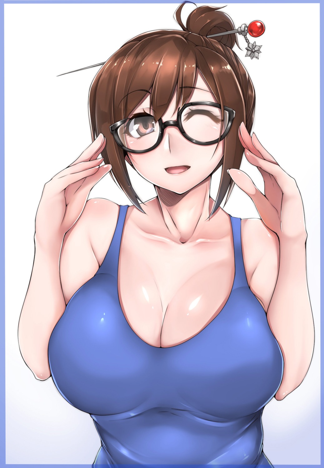 cleavage gggg megane mei_(overwatch) no_bra overwatch