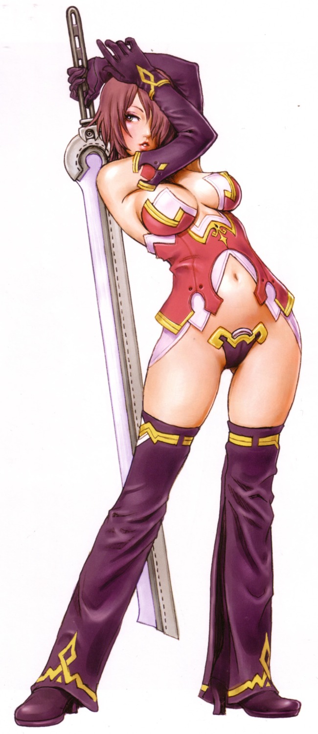 cleavage maebari sword thighhighs yamashita_shunya