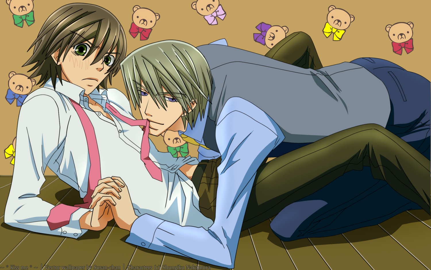 akihiko_usami junjou_romantica male misaki_takahashi wallpaper watermark yaoi