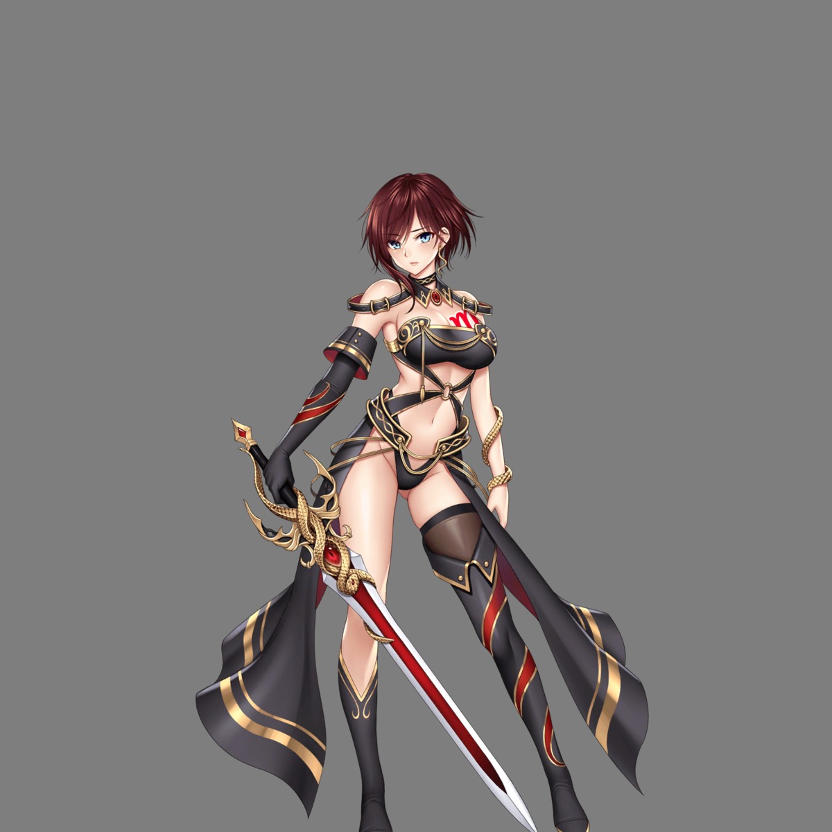 bikini_armor cleavage hoshi_no_girls_odyssey sword tattoo thighhighs transparent_png