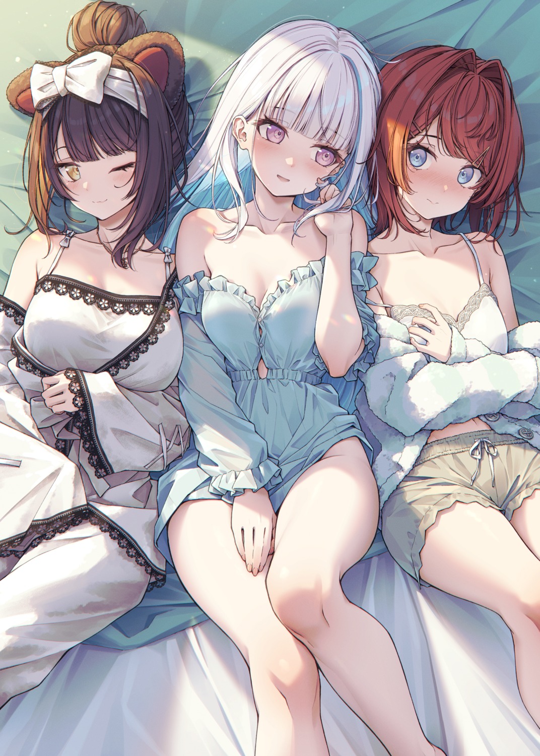 ange_katrina animal_ears inui_toko inumimi lingerie lize_helesta nablack nijisanji pajama