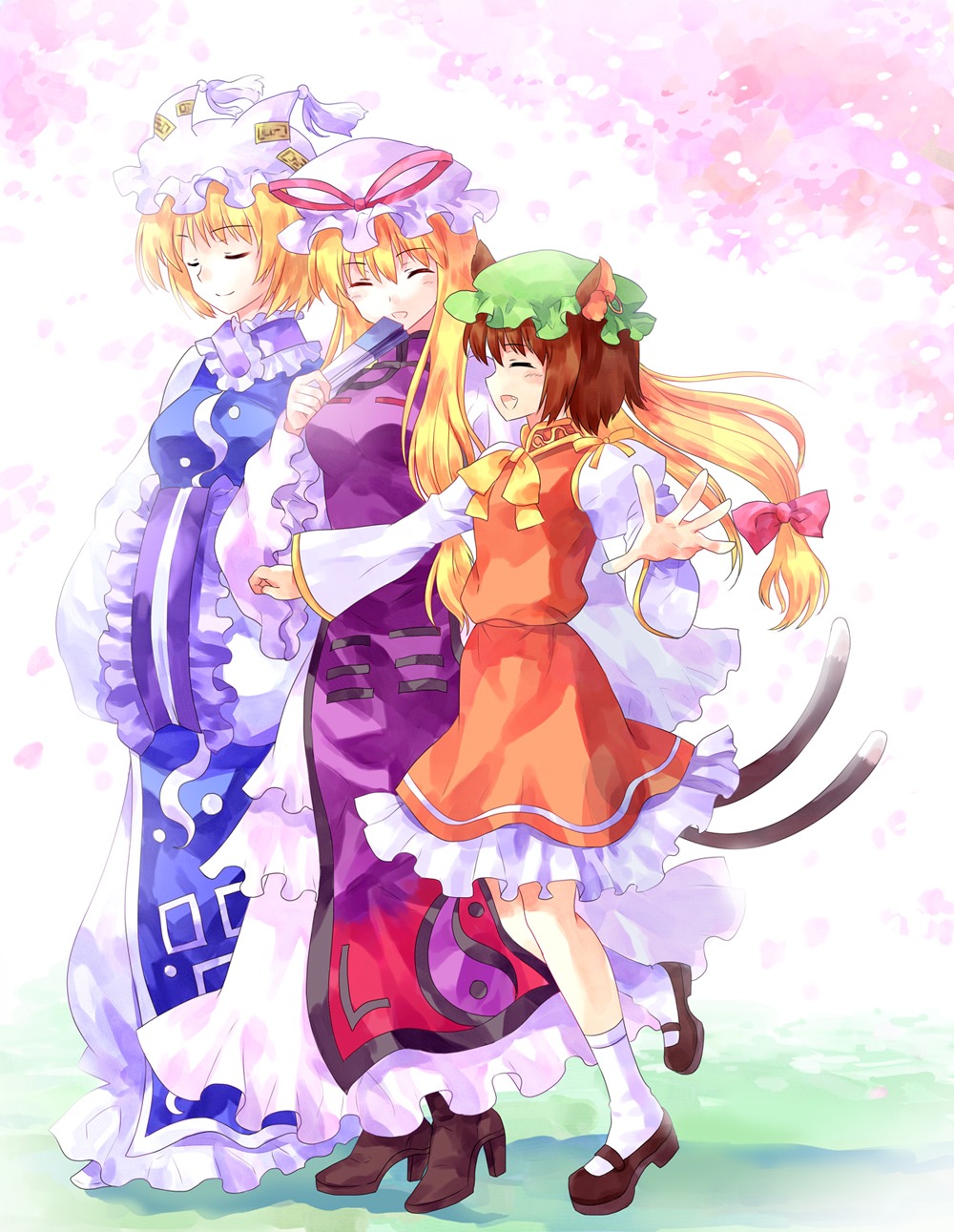 animal_ears chen pico_(artist) tail touhou yakumo_ran yakumo_yukari