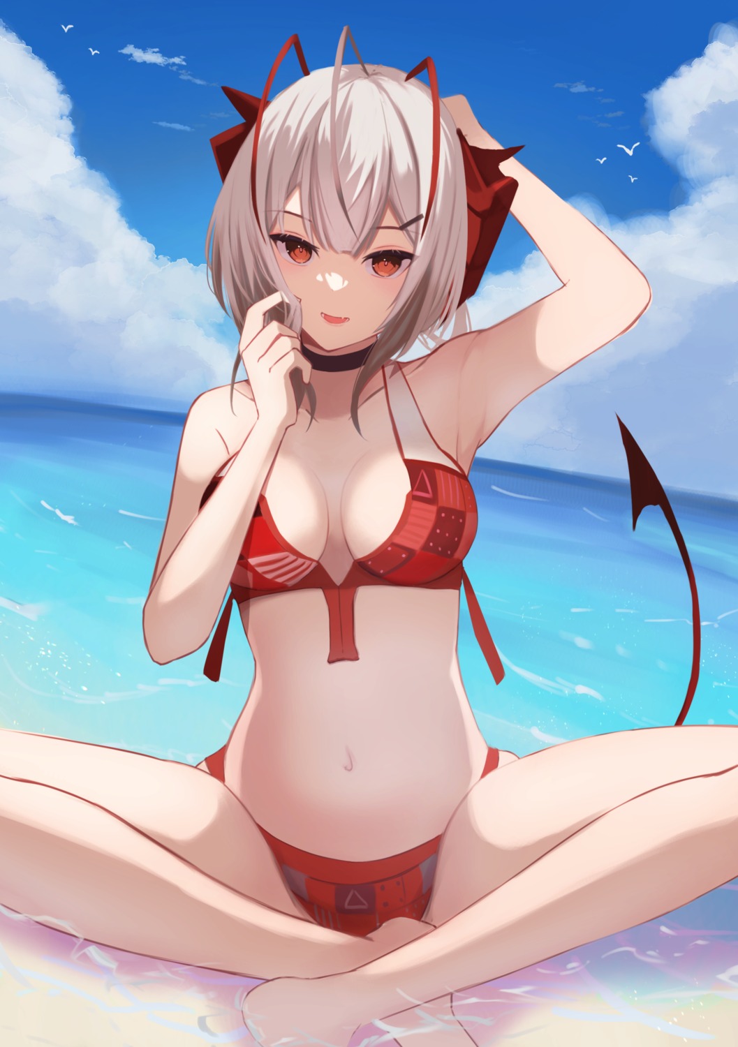 arknights bikini horns sanukiske swimsuits tail w_(arknights)