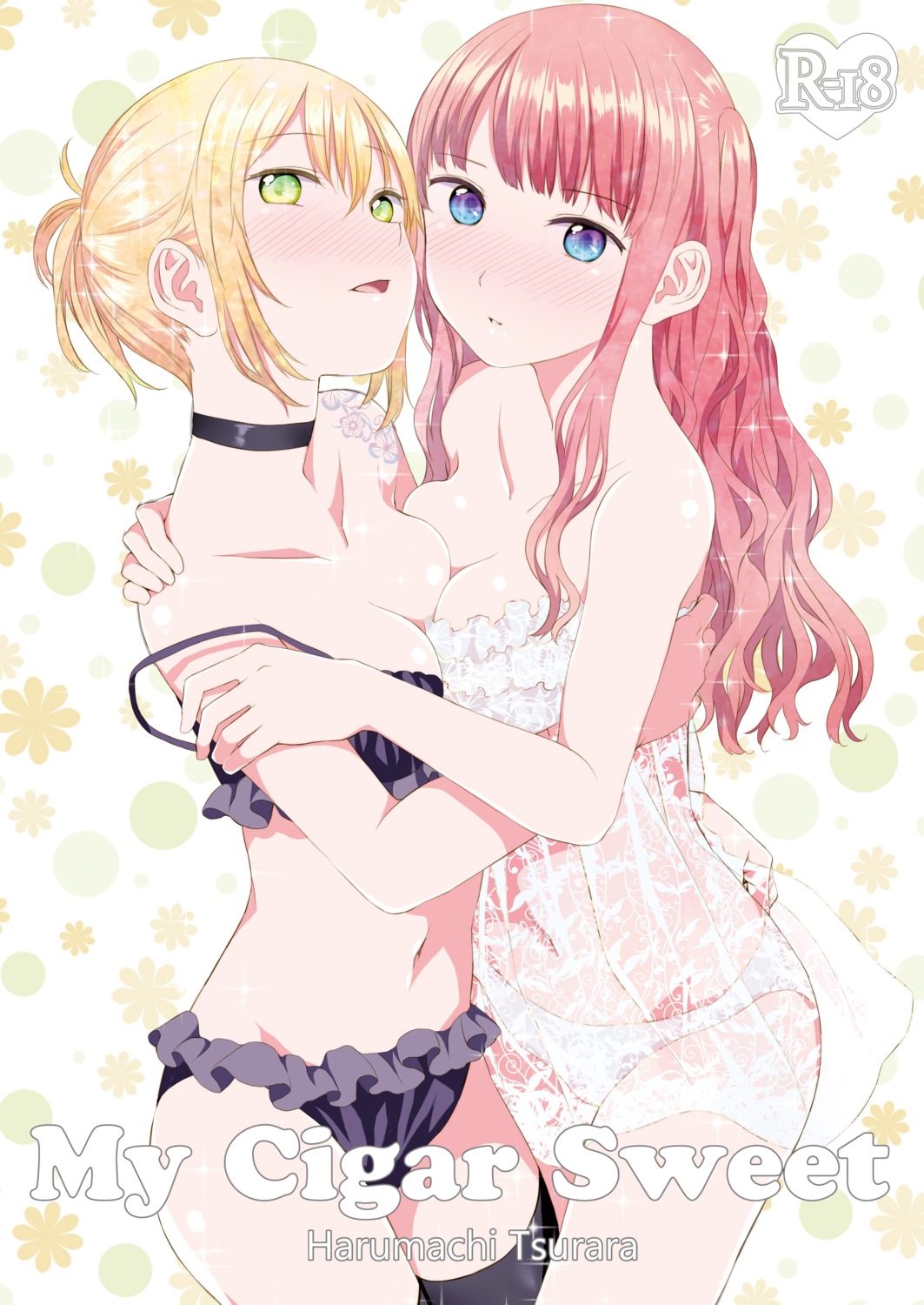 bra harumachi_tsurara lingerie pantsu see_through shichoson symmetrical_docking thighhighs yuri