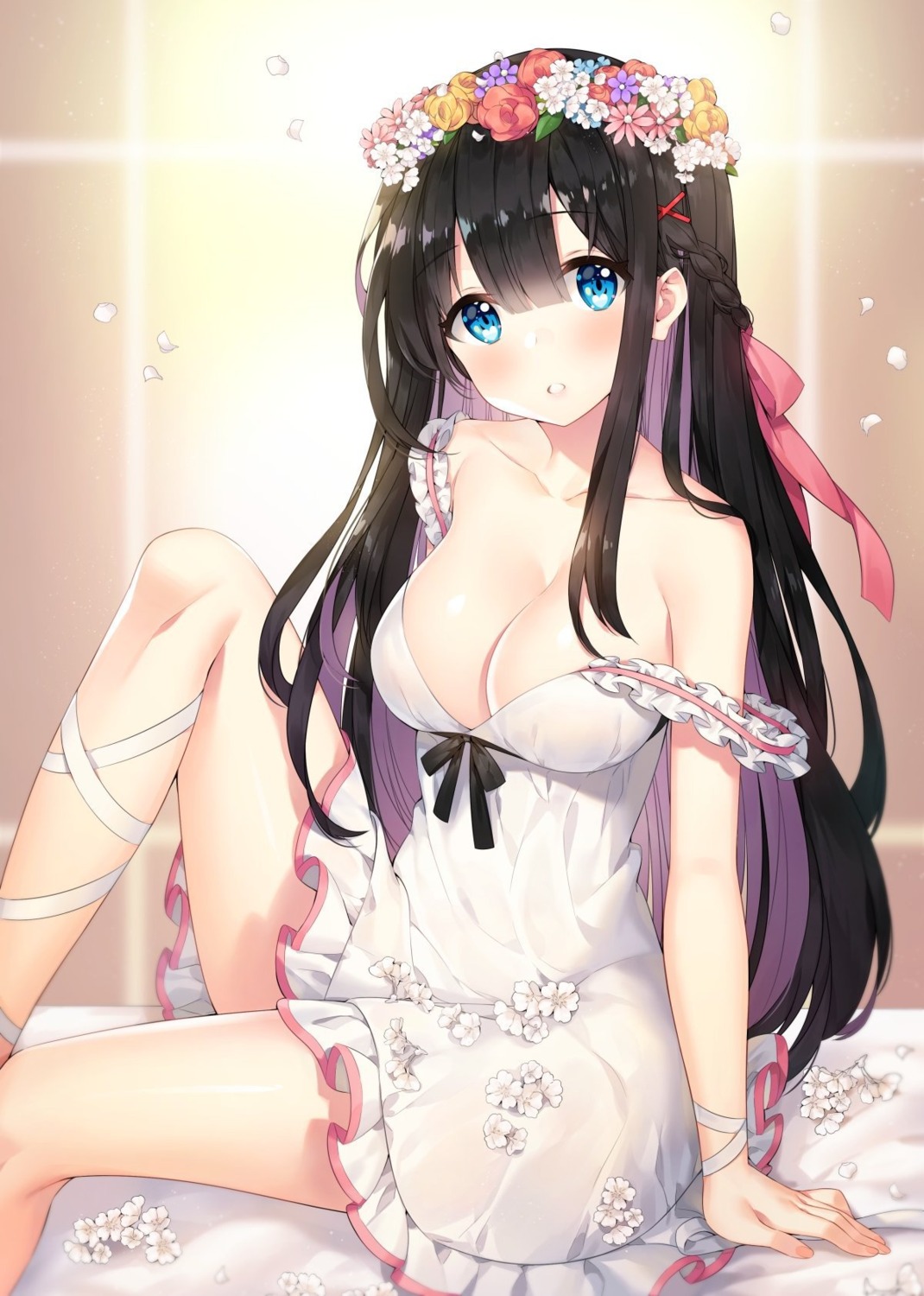 ayamy cleavage dress miyawaki_sana no_bra see_through summer_dress