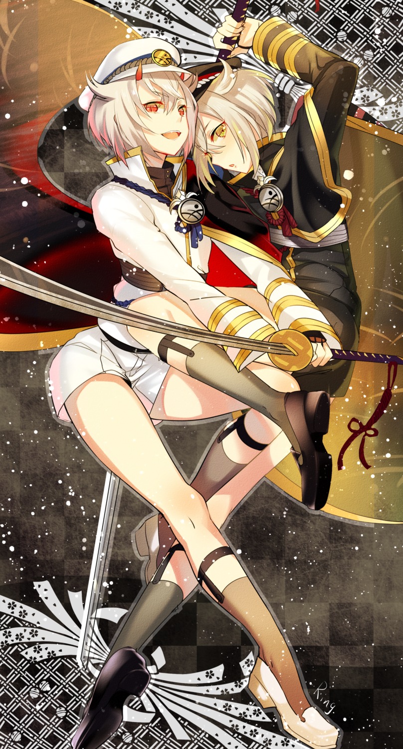 aki663 horns hotaru_maru sword touken_ranbu uniform