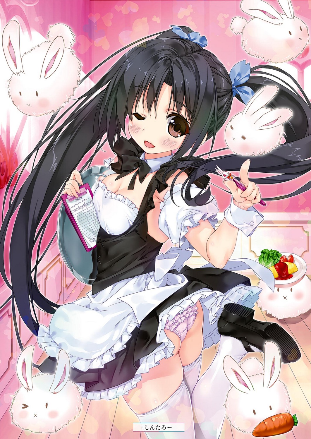 alice_or_alice_siscon_nii-san_to_futago_no_imouto ass cleavage heels kisaki_(alice_or_alice) maid pantsu shintarou skirt_lift thighhighs waitress