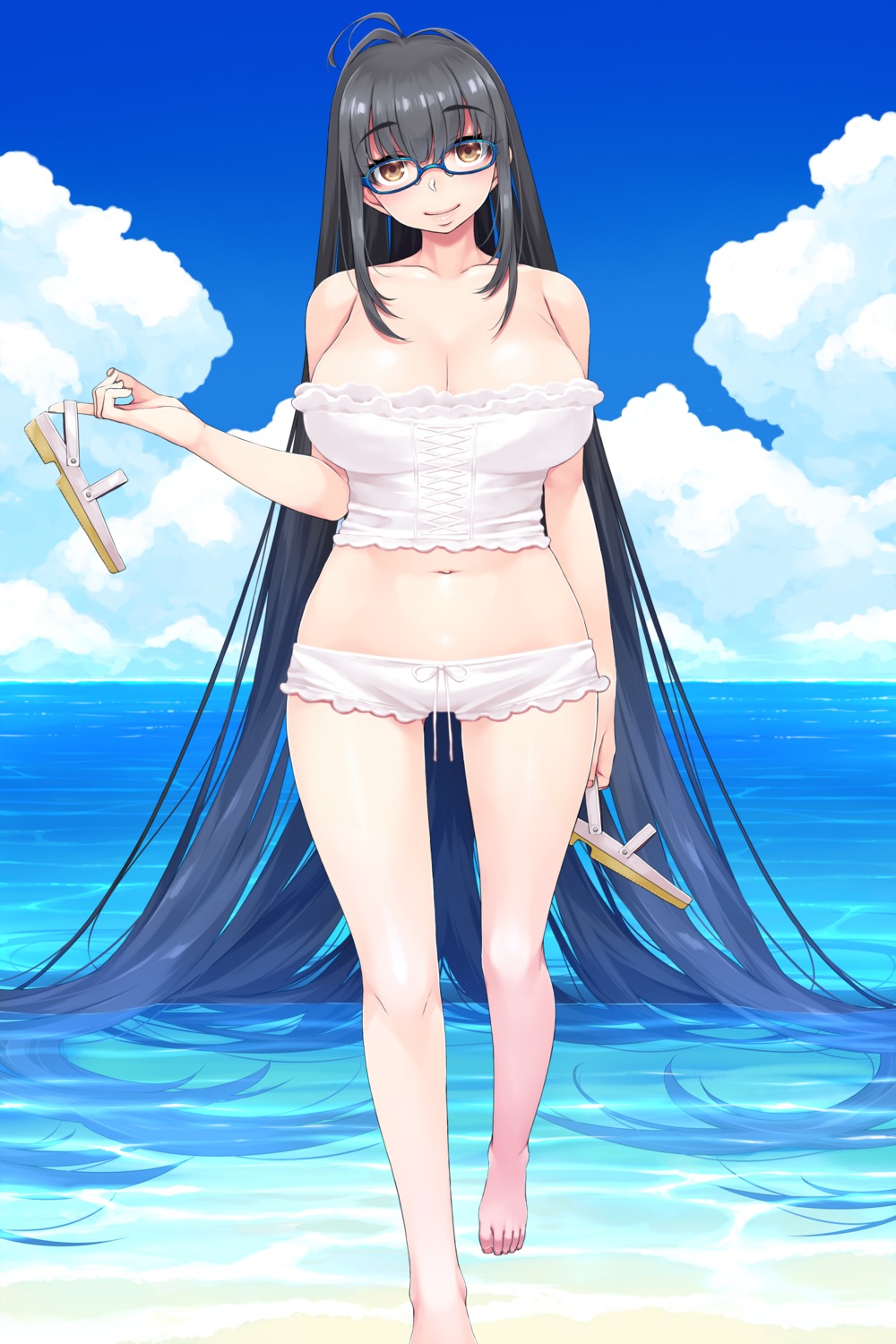 cleavage happa_(cloverppd) megane swimsuits