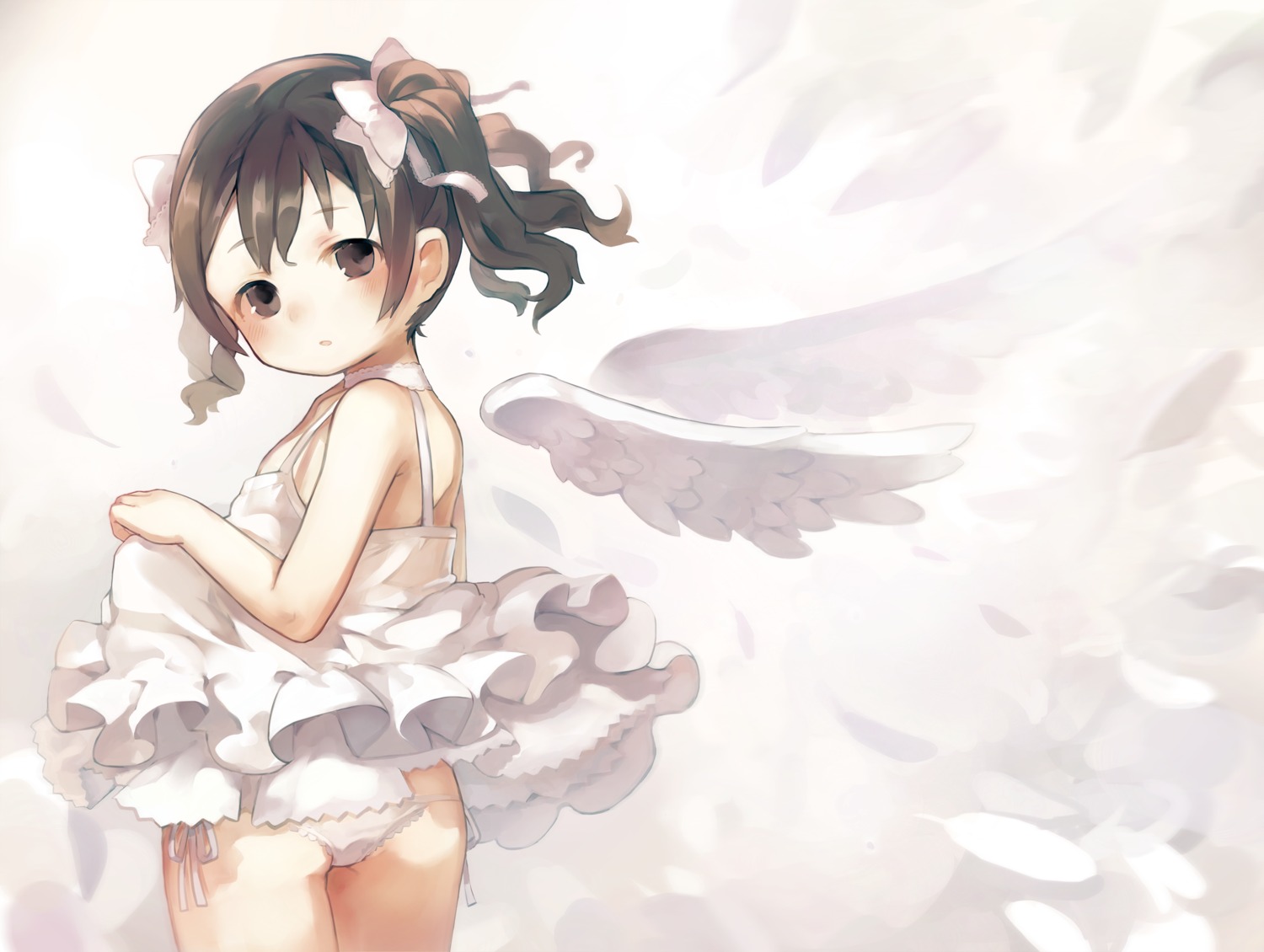 ass dress loli nekotewi pantsu skirt_lift string_panties summer_dress wings