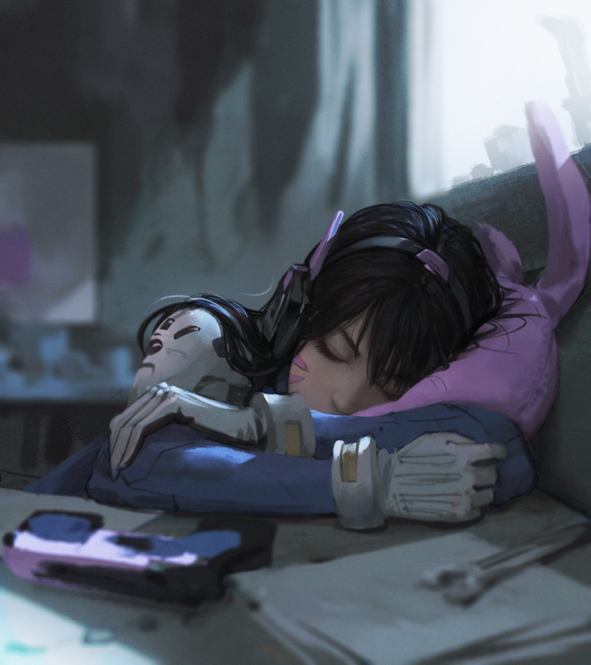 d.va gun headphones overwatch rui_li