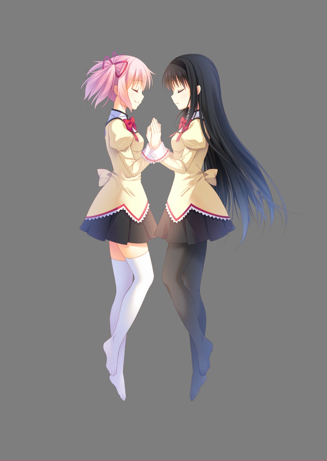 akemi_homura hatori_piyoko kaname_madoka pantyhose puella_magi_madoka_magica seifuku thighhighs transparent_png