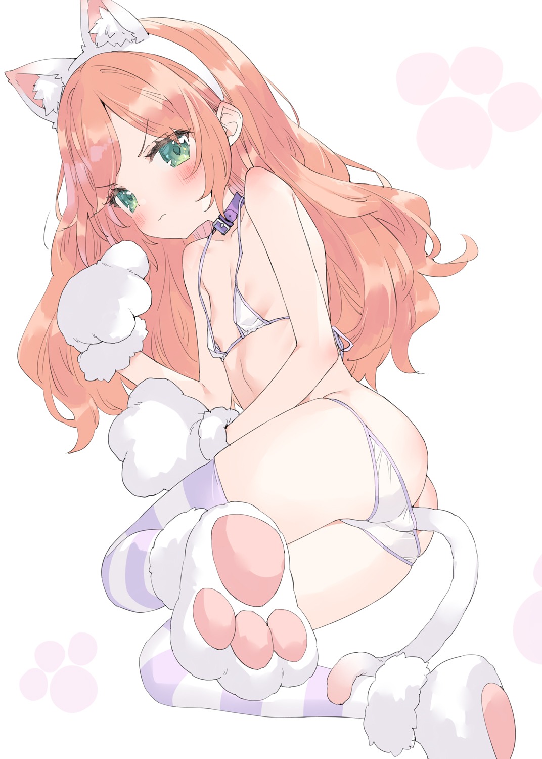 anal animal_ears bikini kani_biimu loli minazuki_sarami nekomimi panty_pull swimsuits tail thighhighs