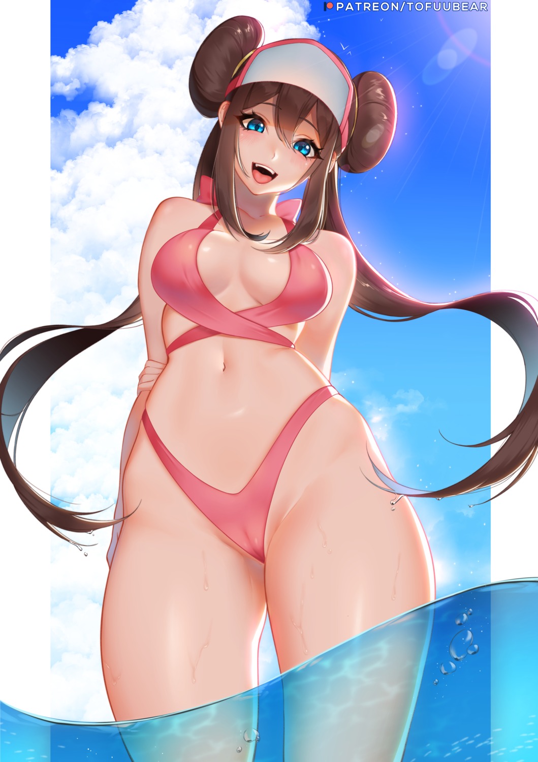 bikini cameltoe mei_(pokemon) pokemon pokemon_b2w2 swimsuits thong tofuubear wet