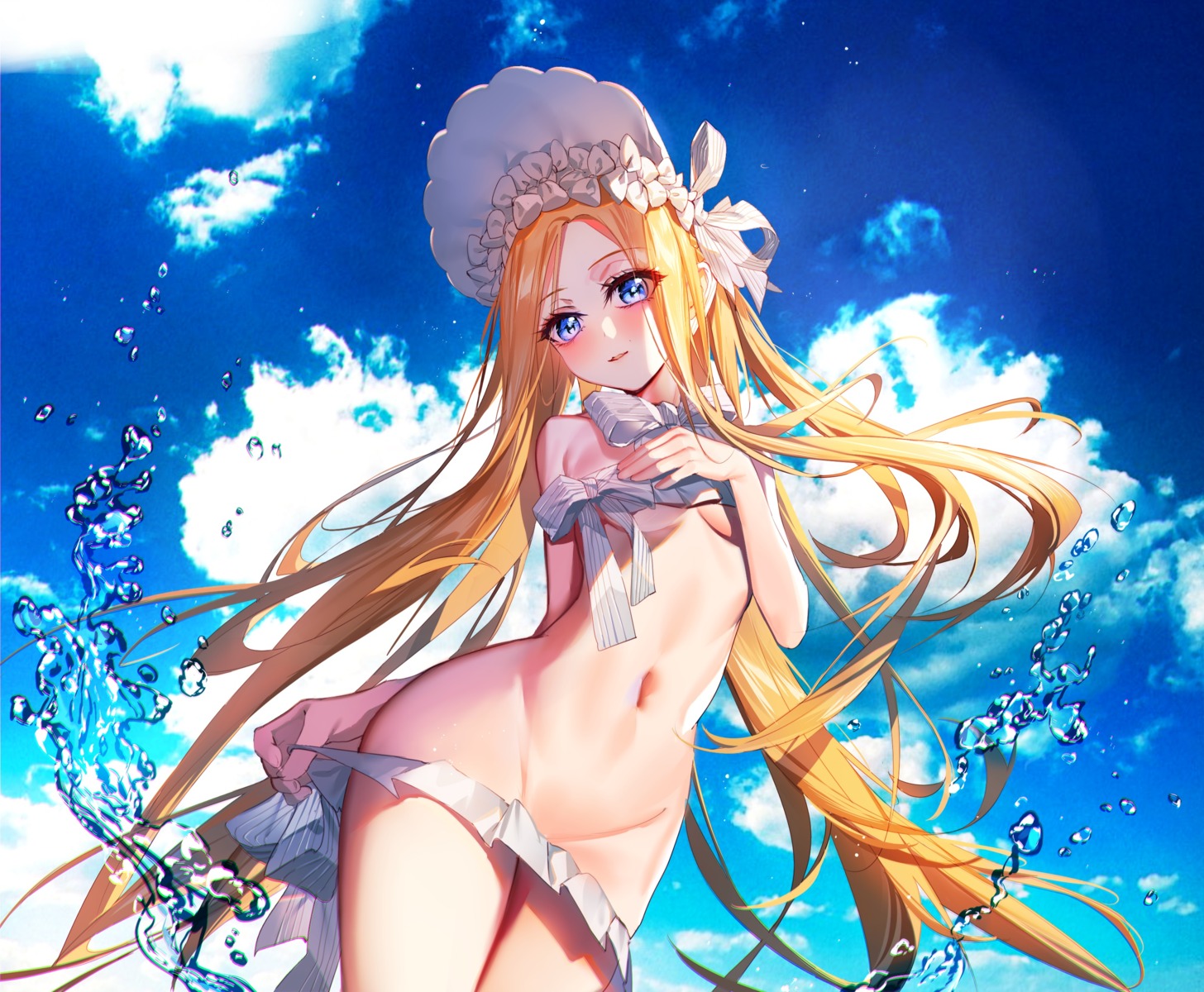 abigail_williams_(fate) bikini fate/grand_order loli panty_pull swimsuits tsutsumina underboob undressing