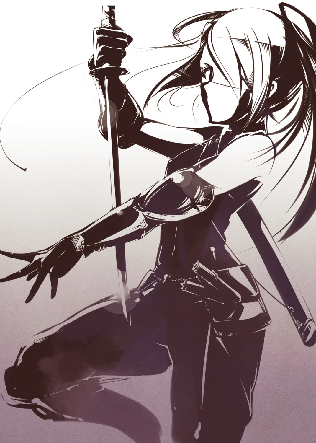 monochrome pomon_illust sword