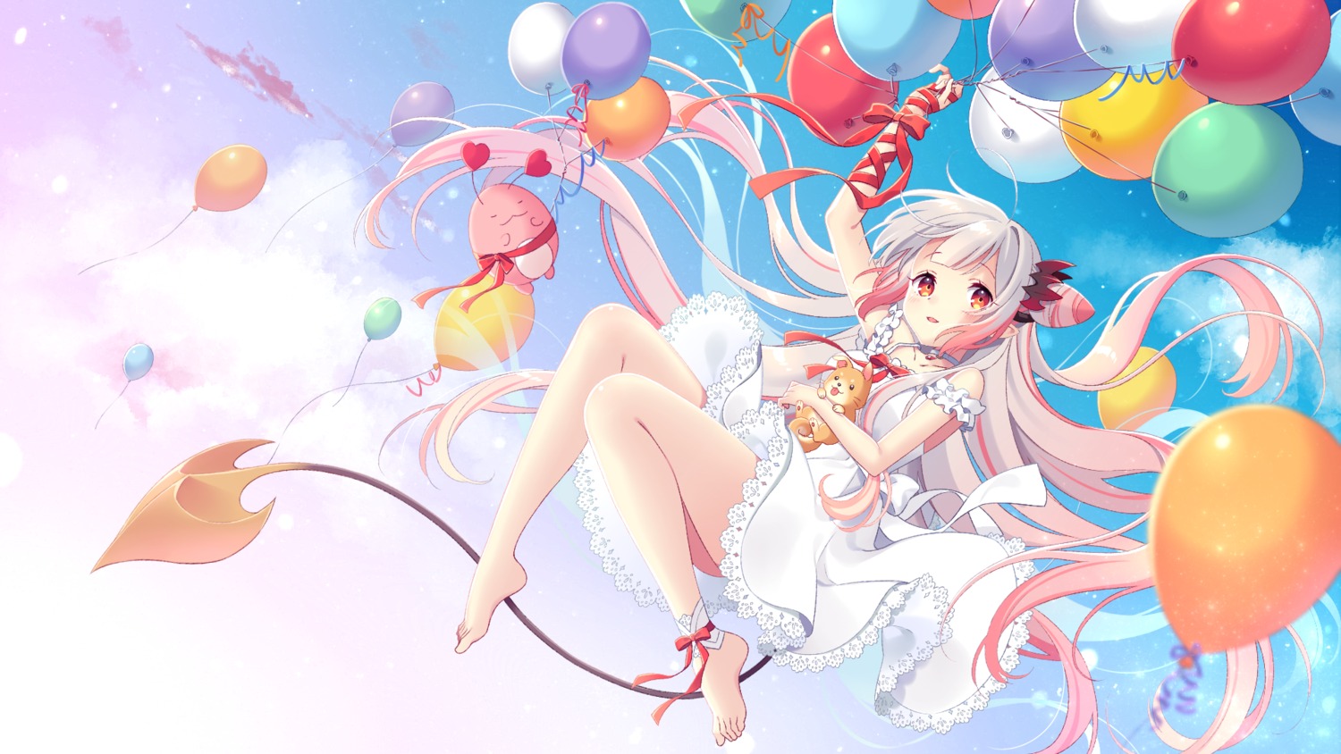 dress honey_strap nagino_shizuku nanashi_inc. skirt_lift suou_patra tail wallpaper