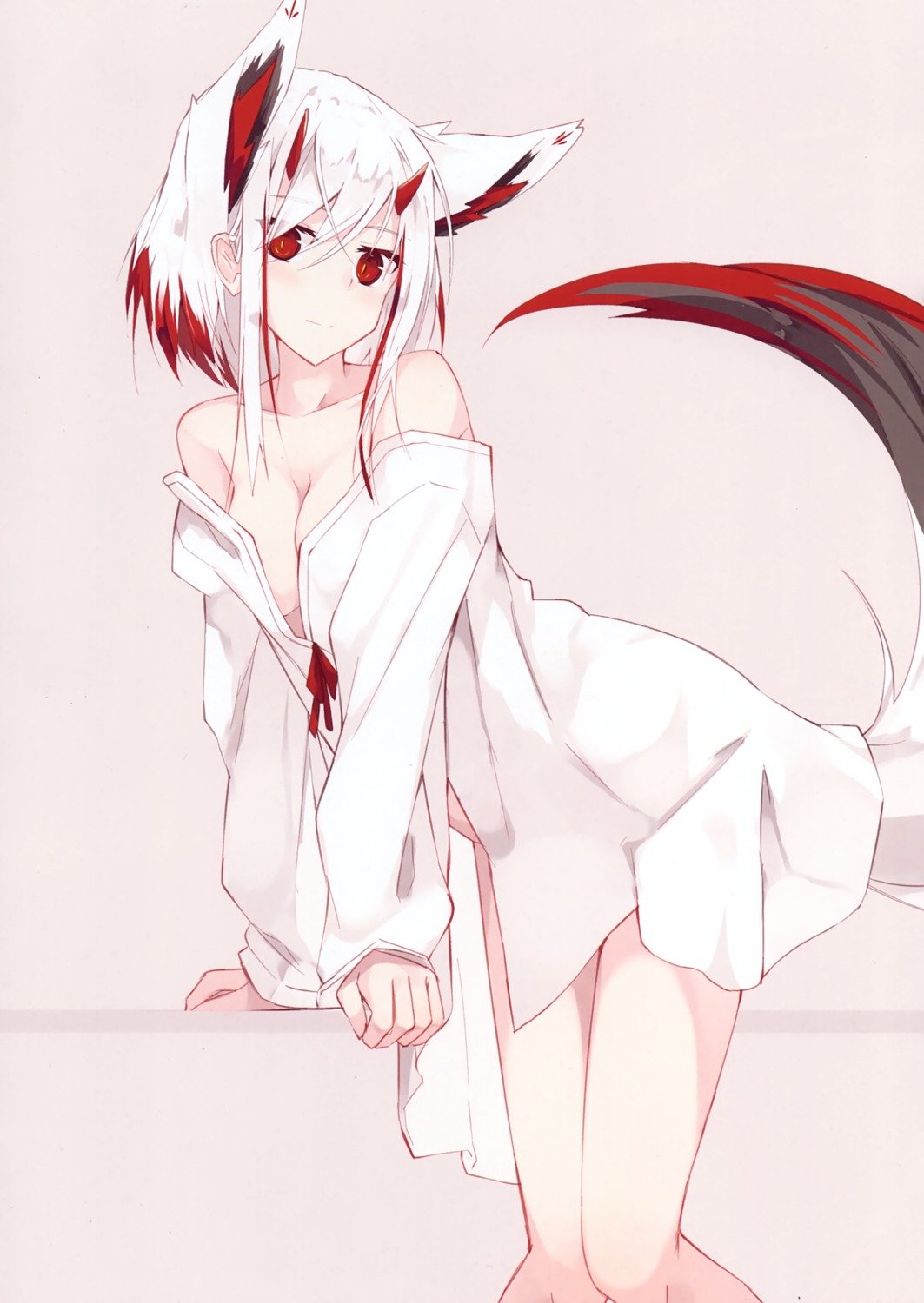 animal_ears nagishiro_mito no_bra nopan open_shirt tail