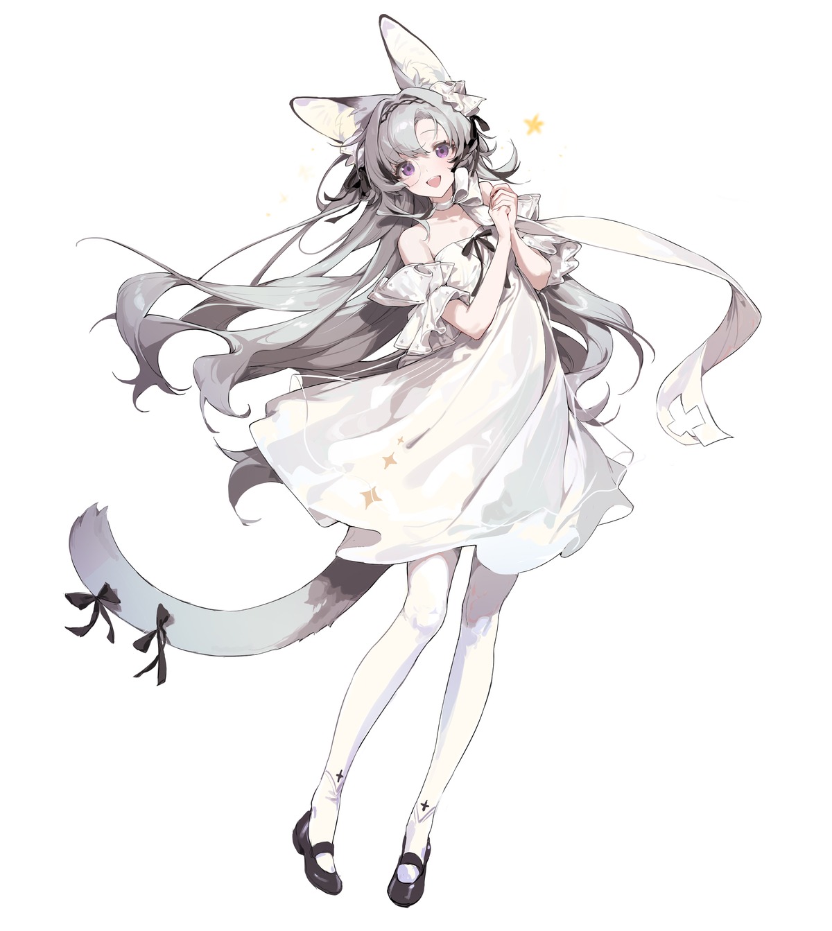 animal_ears dress megane nekomimi shisantian tail