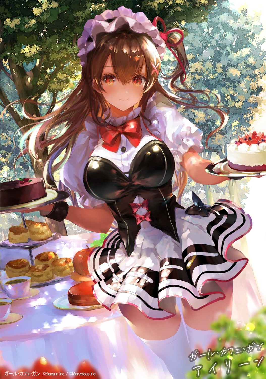 girl_cafe_gun girl_cafe_gun_ii hitaki_yuu irene_white maid thighhighs waitress