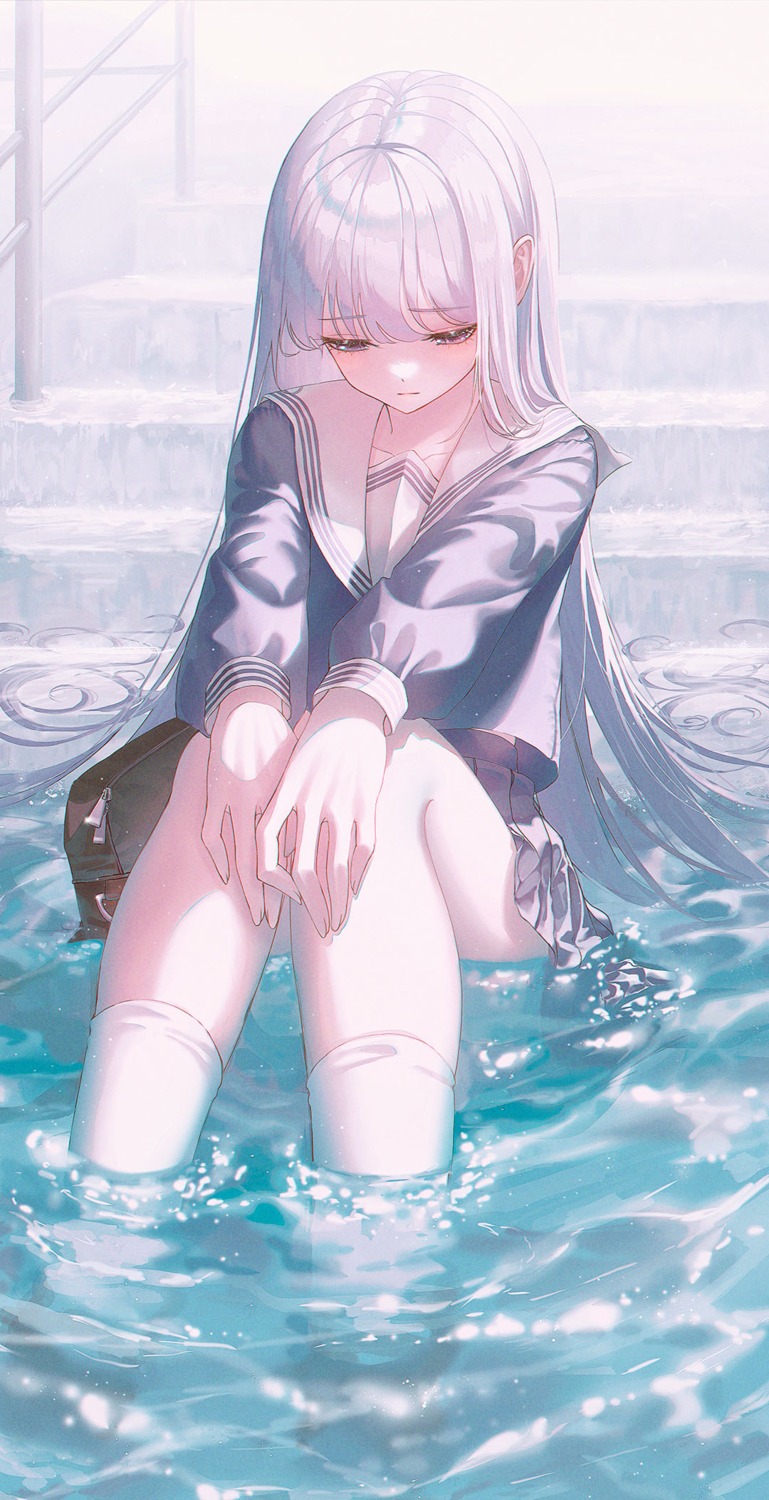 hhl_(ggul80hg58) seifuku skirt_lift wet wet_clothes