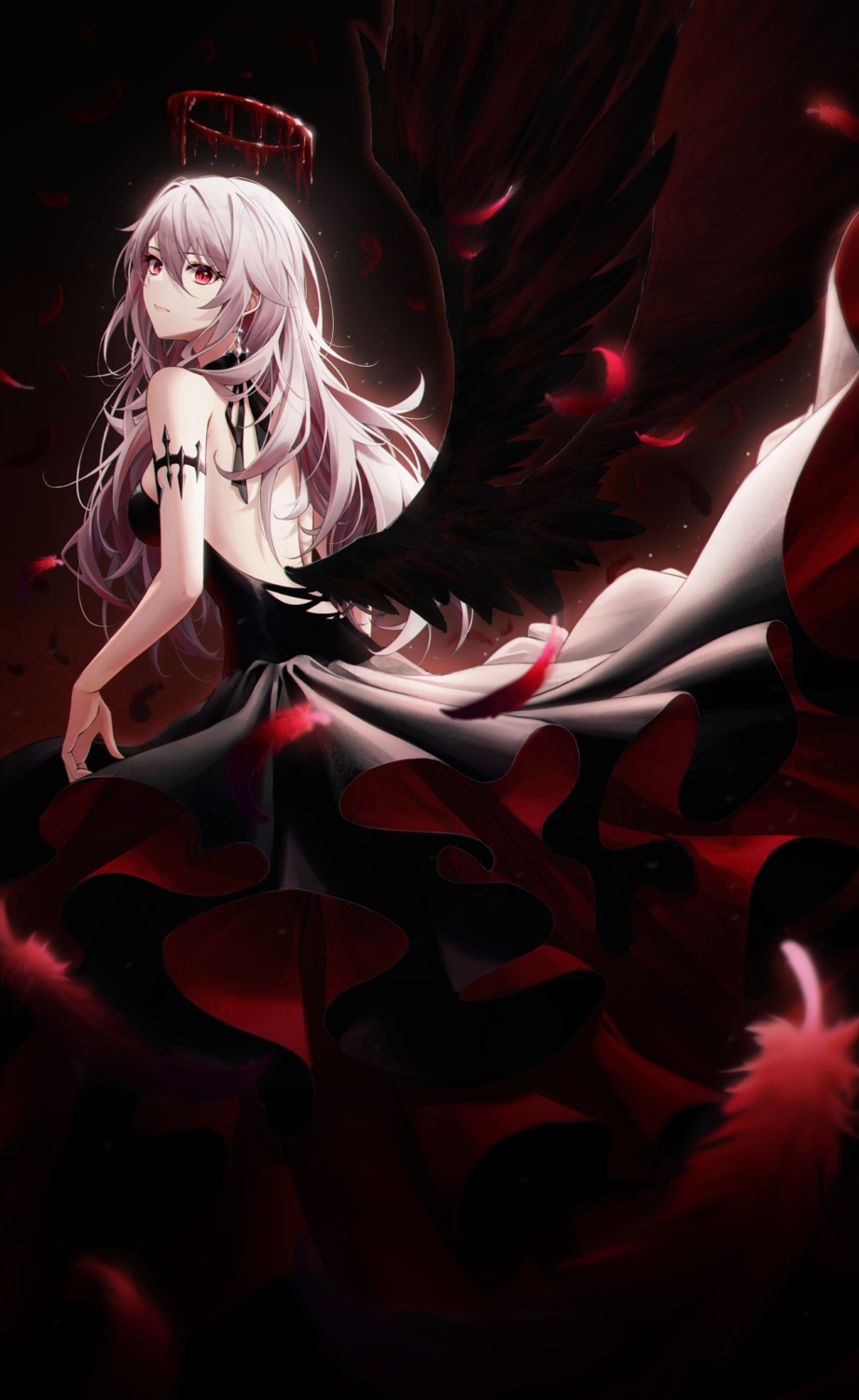 angel blood dress no_bra skirt_lift star-ring wings