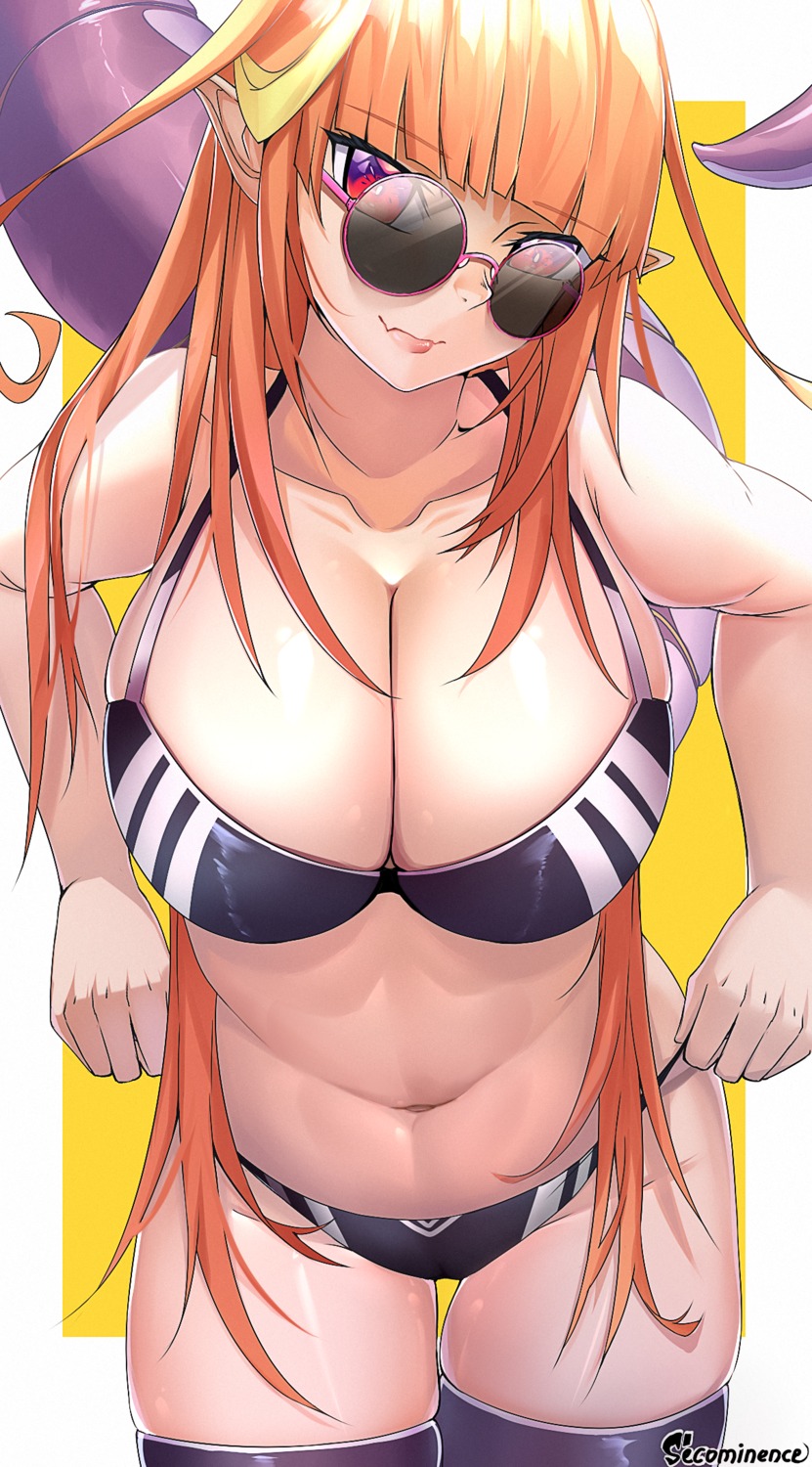 bikini hololive kiryuu_coco megane pointy_ears swimsuits tail therrao thighhighs