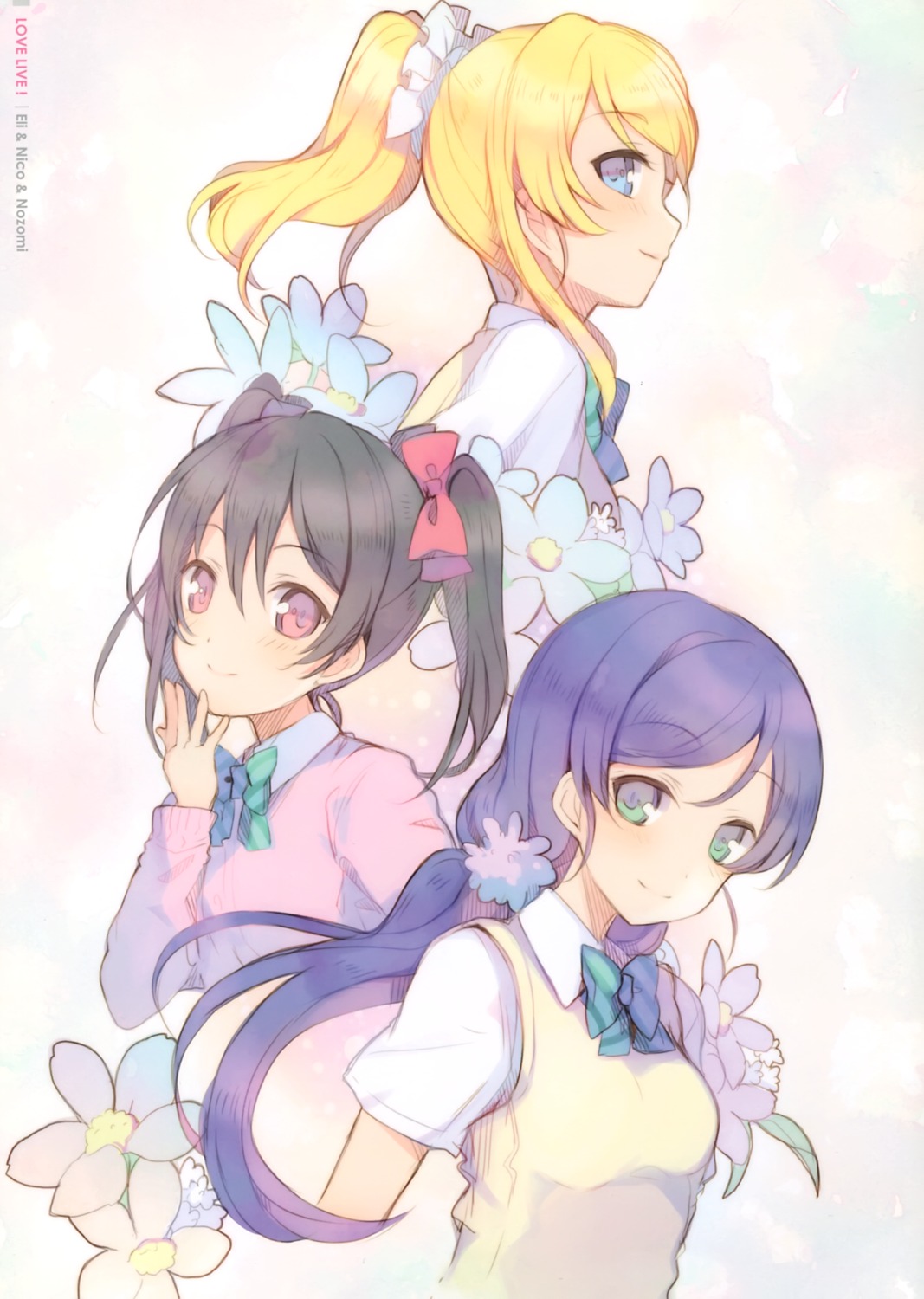 6u ayase_eli breast_hold eternal_land love_live! seifuku sweater toujou_nozomi yazawa_nico