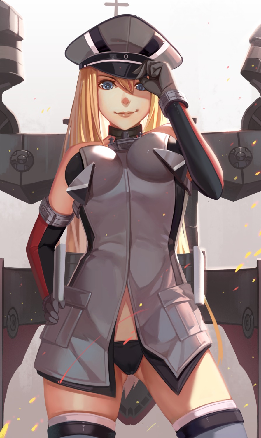 bismarck_(kancolle) cameltoe kantai_collection nian pantsu thighhighs