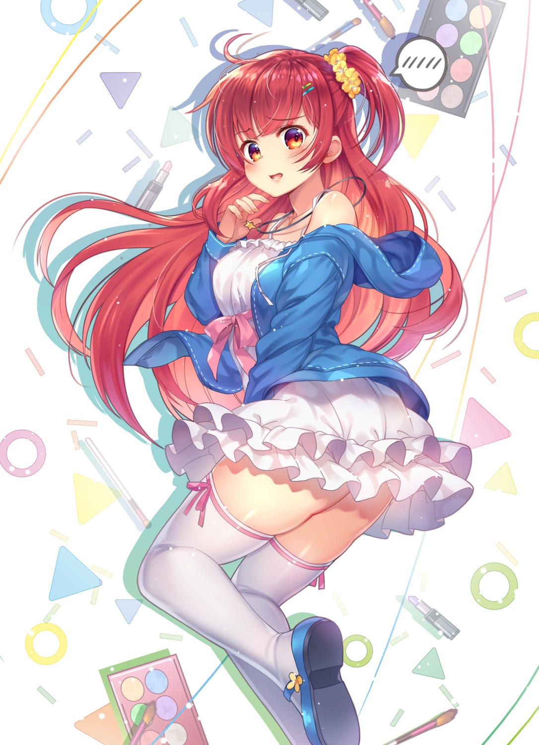 capura_lin dress skirt_lift thighhighs