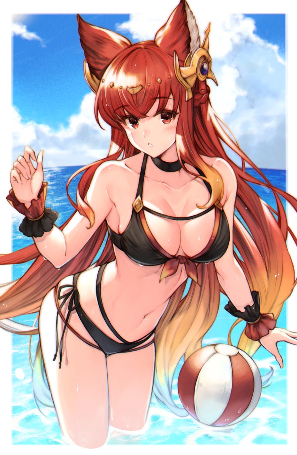 animal_ears anthuria_(granblue_fantasy) bikini granblue_fantasy koretsuki_azuma swimsuits wet