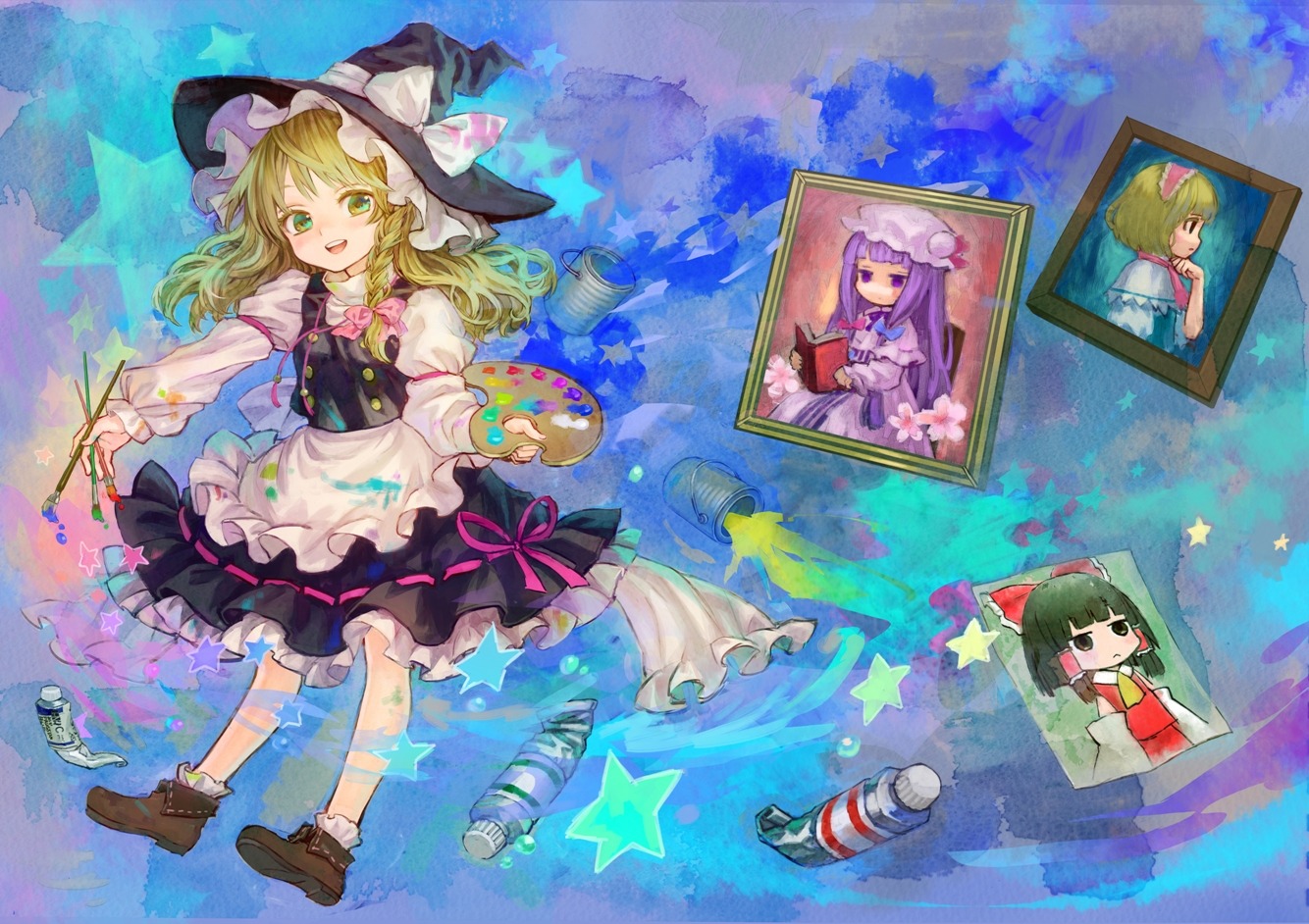 alice_margatroid ama-tou hakurei_reimu kirisame_marisa patchouli_knowledge touhou