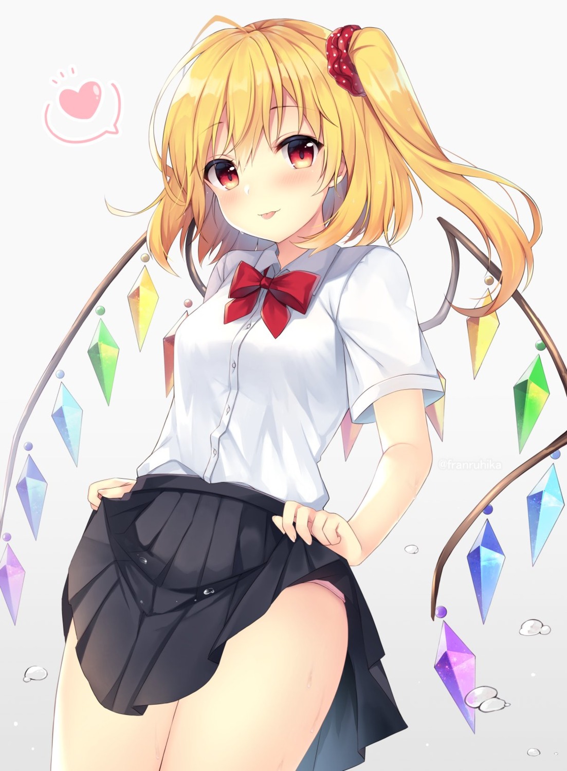 flandre_scarlet pantsu ruhika seifuku skirt_lift touhou wings