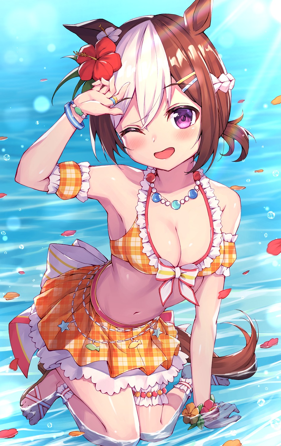 animal_ears bikini garter masaki_(msk064) special_week_(umamusume) swimsuits tail uma_musume_pretty_derby wet