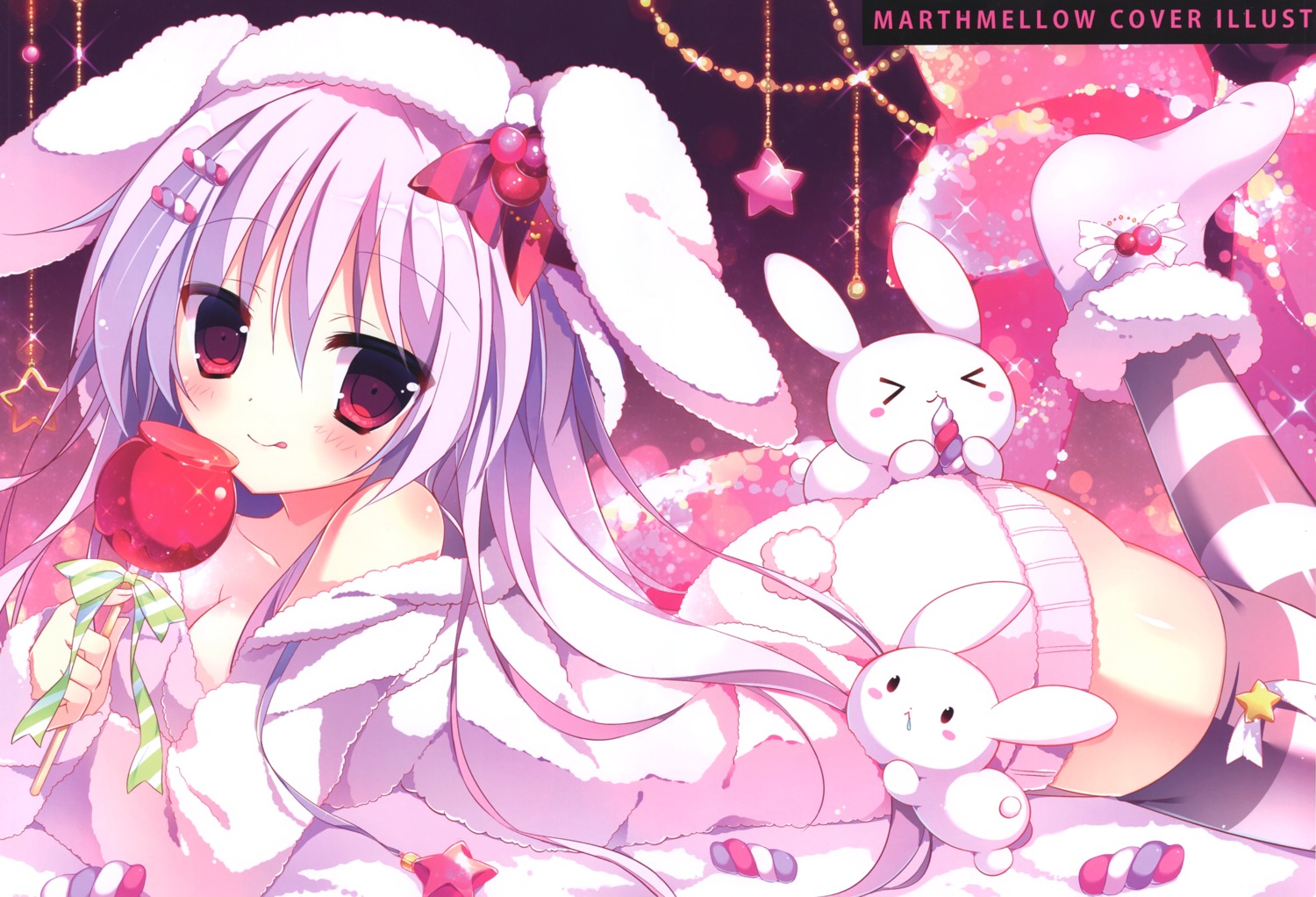 animal_ears apupop ass bunny_ears cleavage muku_(apupop) thighhighs