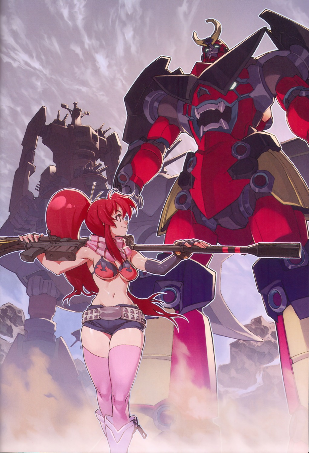 bikini_top gun mecha swimsuits tengen_toppa_gurren_lagann thighhighs yoko yoshinari_you