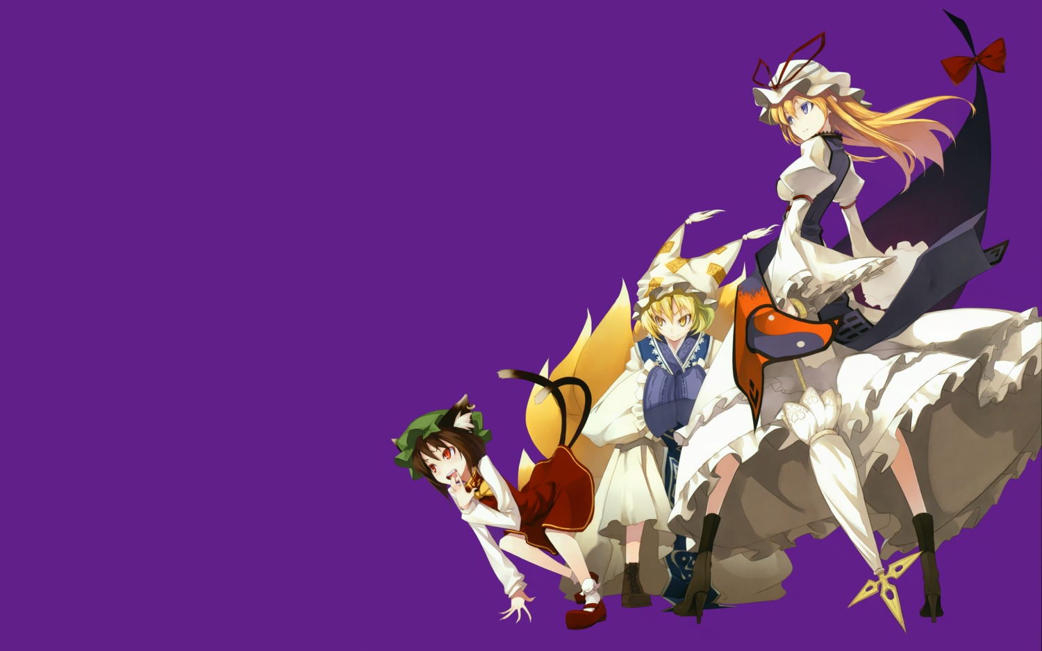 chen missing_link shingo touhou wallpaper yakumo_ran yakumo_yukari