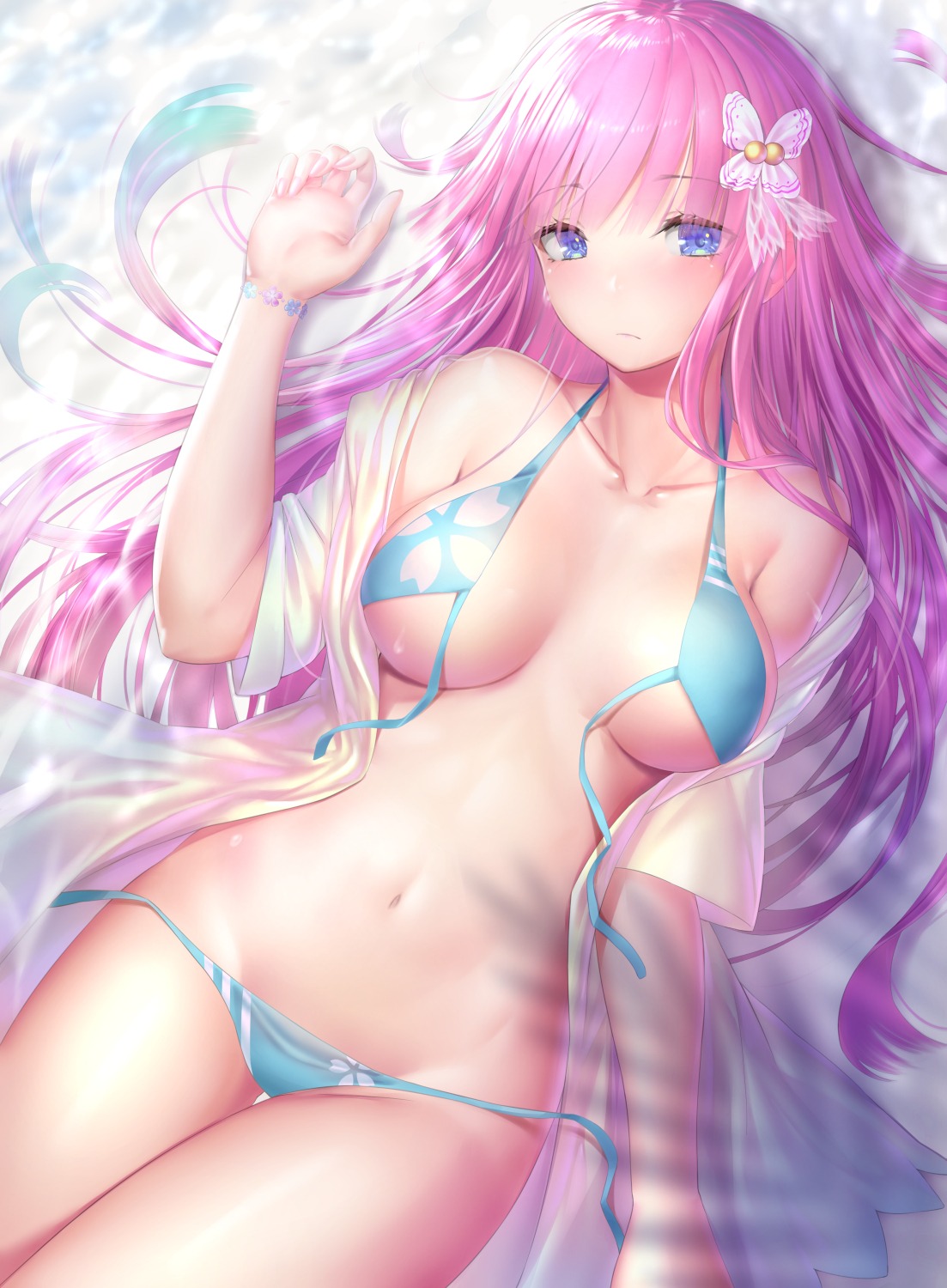 bikini mizuya_nao open_shirt see_through swimsuits wardrobe_malfunction