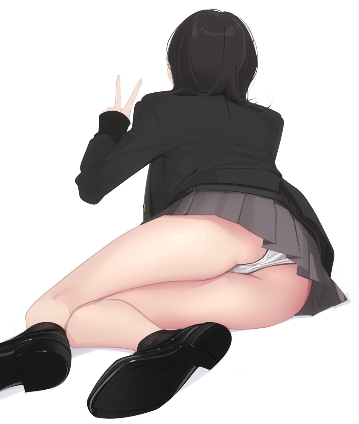 ama_mitsuki ass pantsu seifuku skirt_lift sweater thong