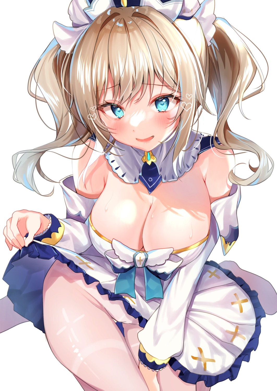 barbara_(genshin_impact) cameltoe genshin_impact nenobi_(nenorium) no_bra pantsu pantyhose see_through skirt_lift