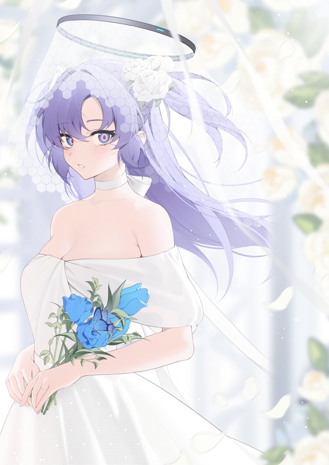 bechu blue_archive dress halo hayase_yuuka wedding_dress