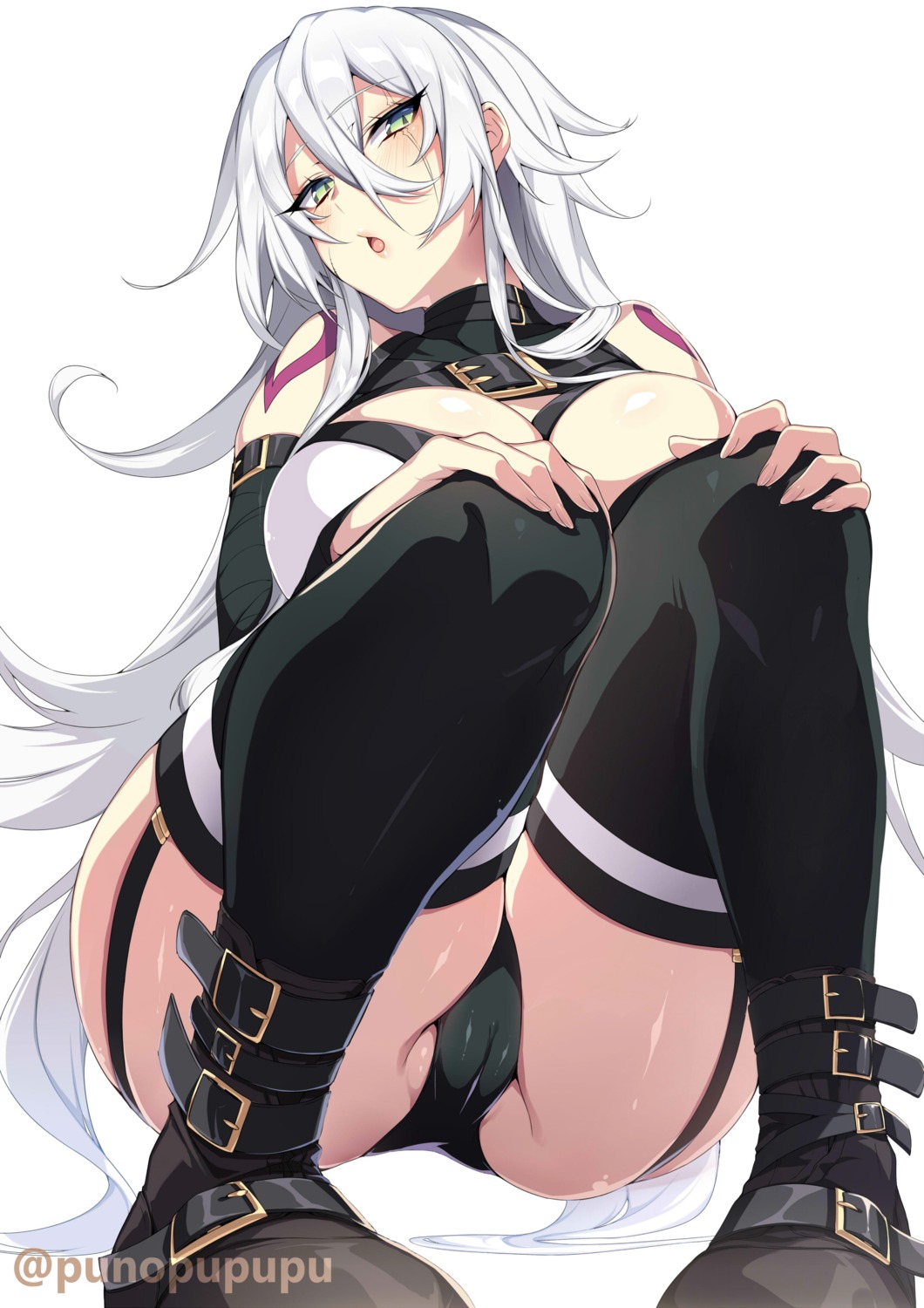 cameltoe fate/apocrypha fate/stay_night jack_the_ripper no_bra pantsu puuzaki_puuna stockings tattoo thighhighs