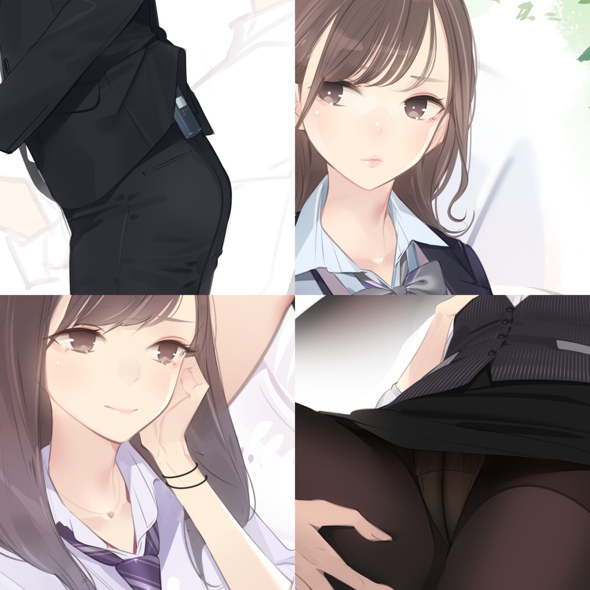 ama_mitsuki business_suit pantsu pantyhose seifuku skirt_lift