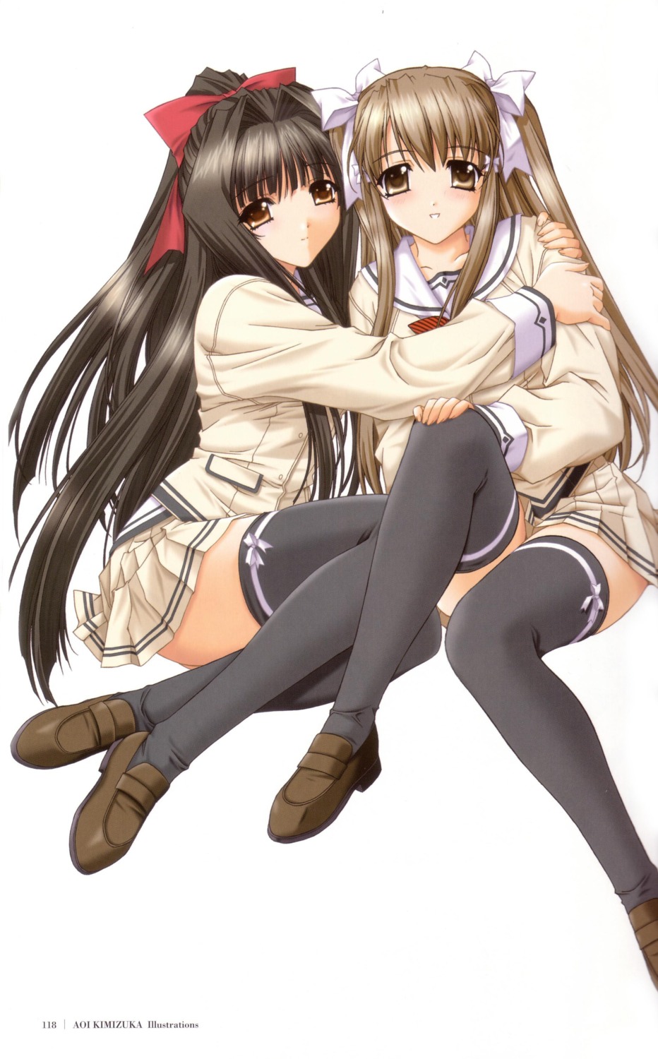 kimizuka_aoi lost_passage seifuku thighhighs usa_mizuki yamabuki_sayuki