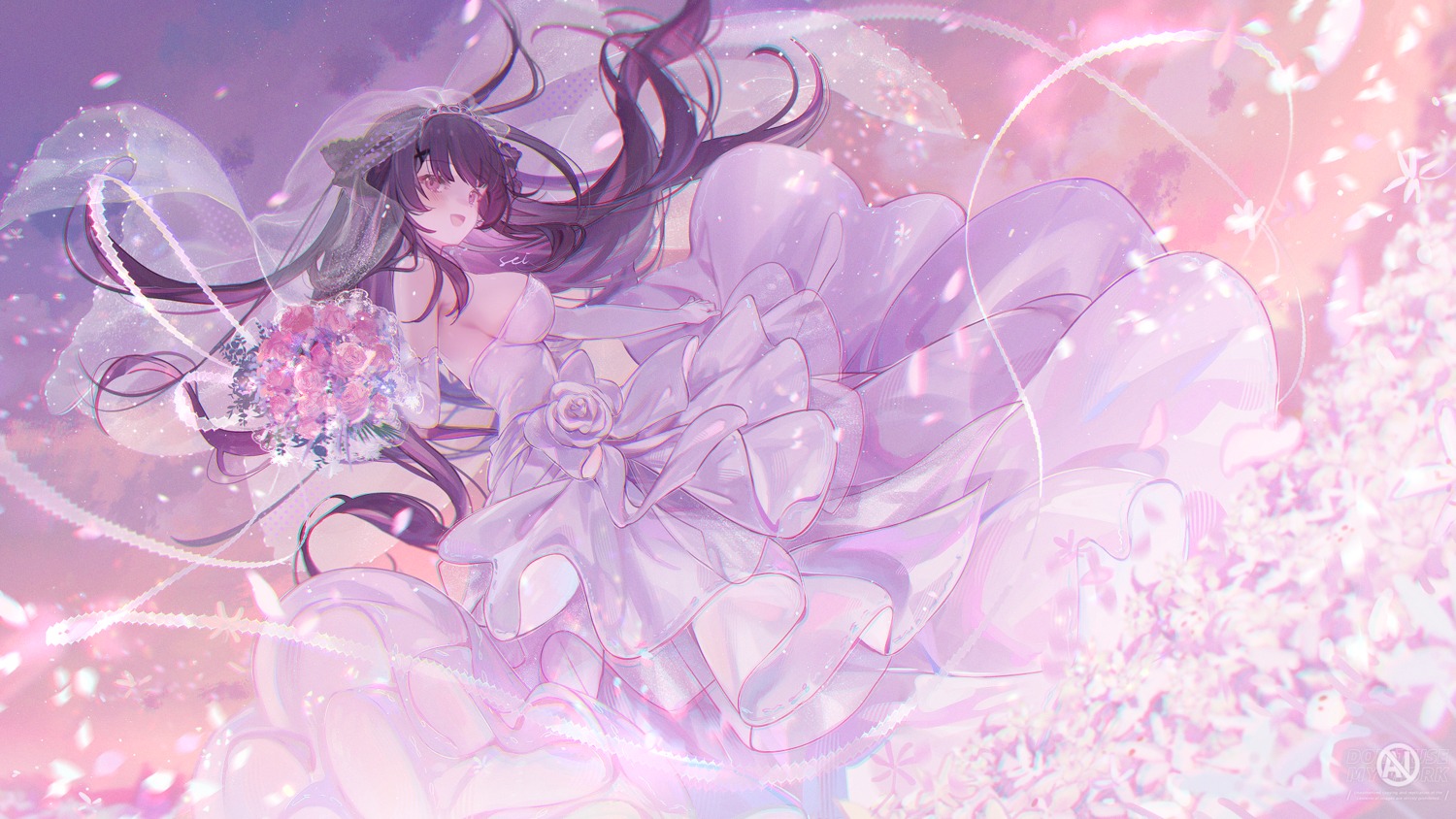 ao_no_kanata_no_four_rhythm dress no_bra skirt_lift tobisawa_misaki umehara_sei wedding_dress