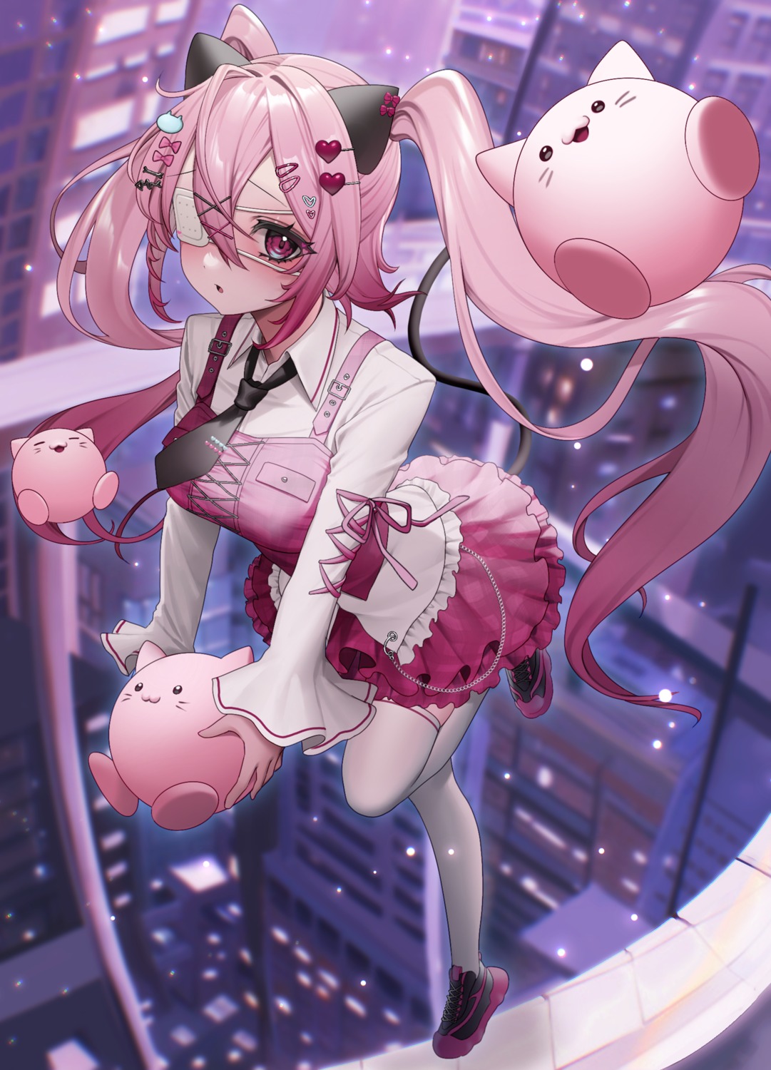 animal_ears bitaro eyepatch nekomimi tail thighhighs