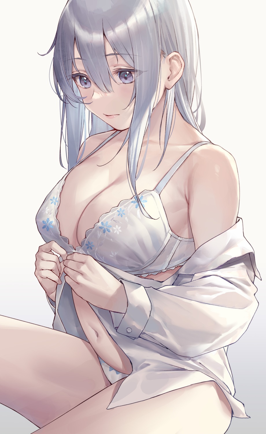 arl bra cleavage dress_shirt open_shirt pantsu undressing