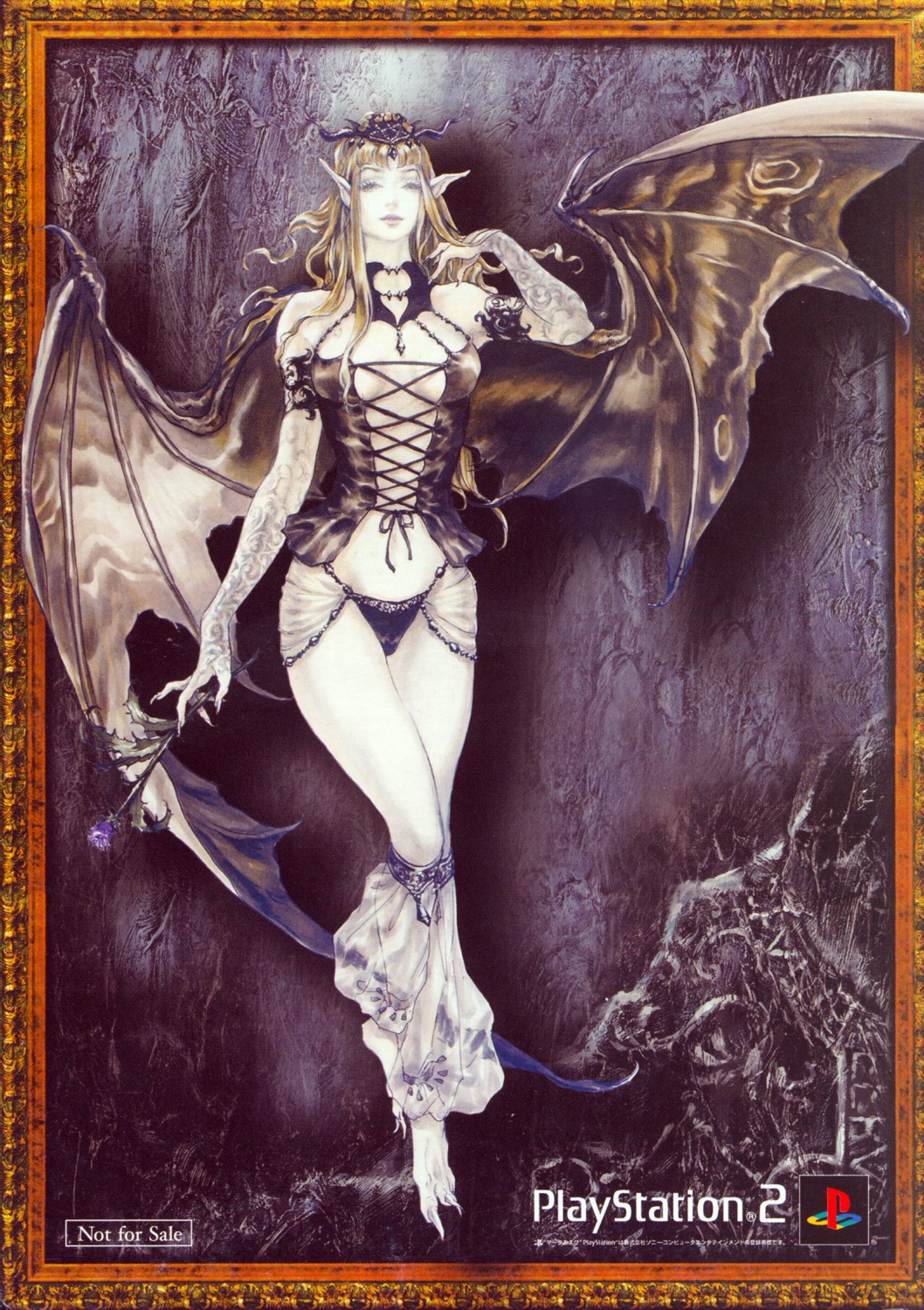 card castlevania castlevania:_lament_of_innocence cleavage devil kojima_ayami konami pantsu pointy_ears succubus_(castlevania) wings