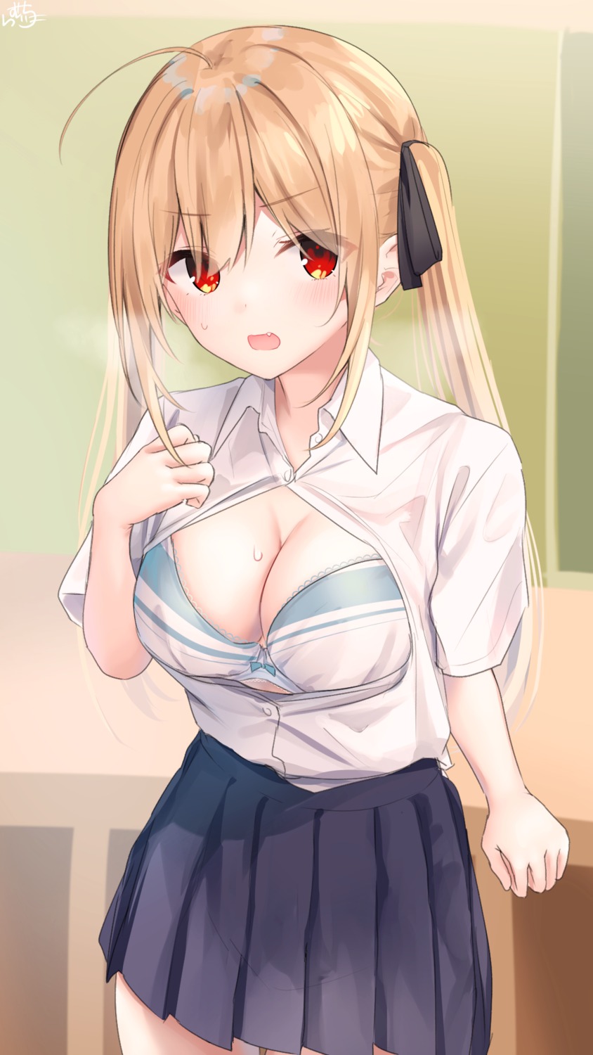 bra open_shirt ramchi seifuku