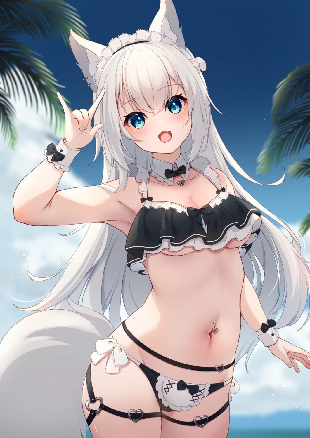 animal_ears bikini garter hinata_(pixiv53862745) swimsuits tail