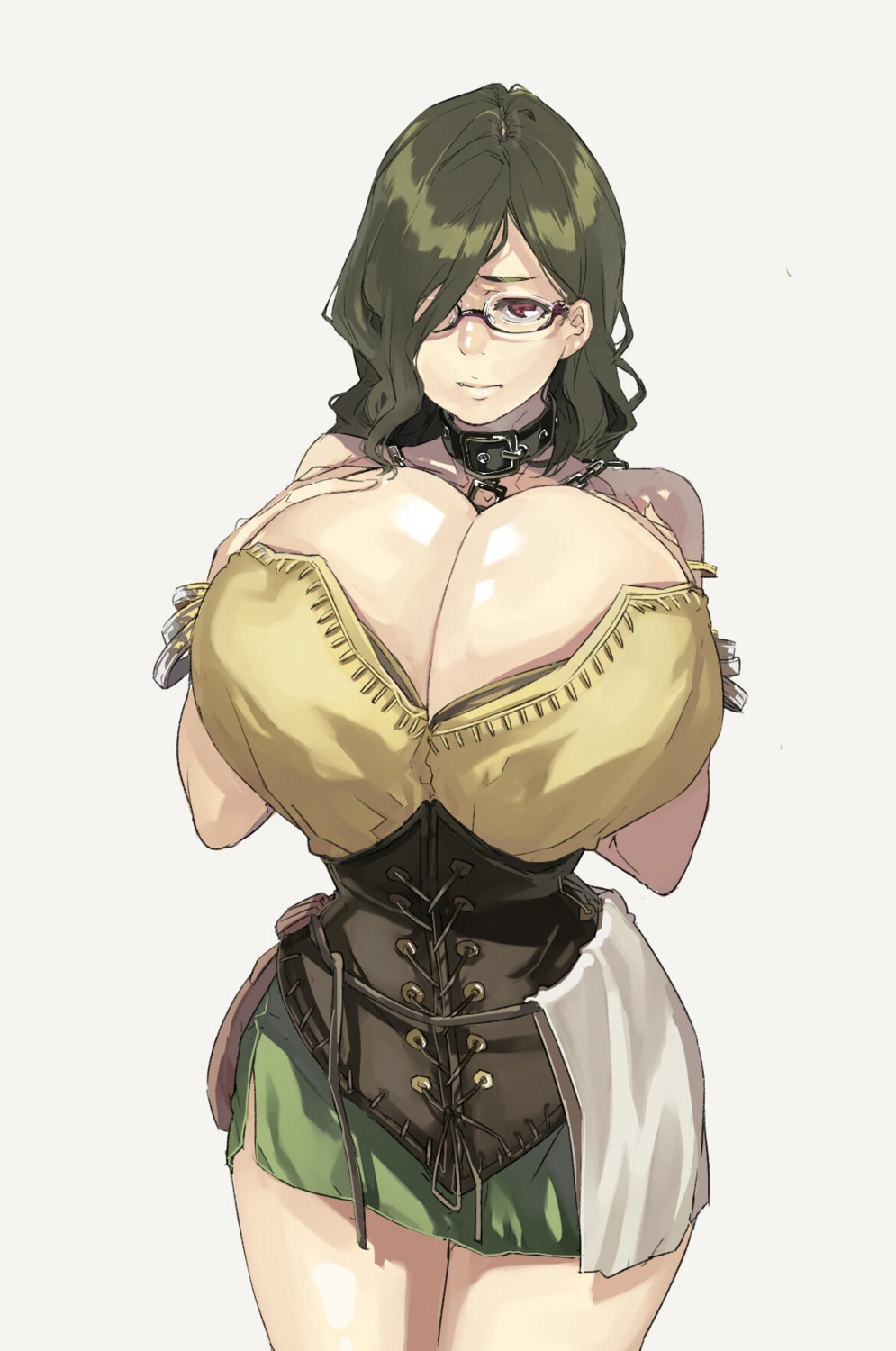 breast_hold cleavage megane muneneko